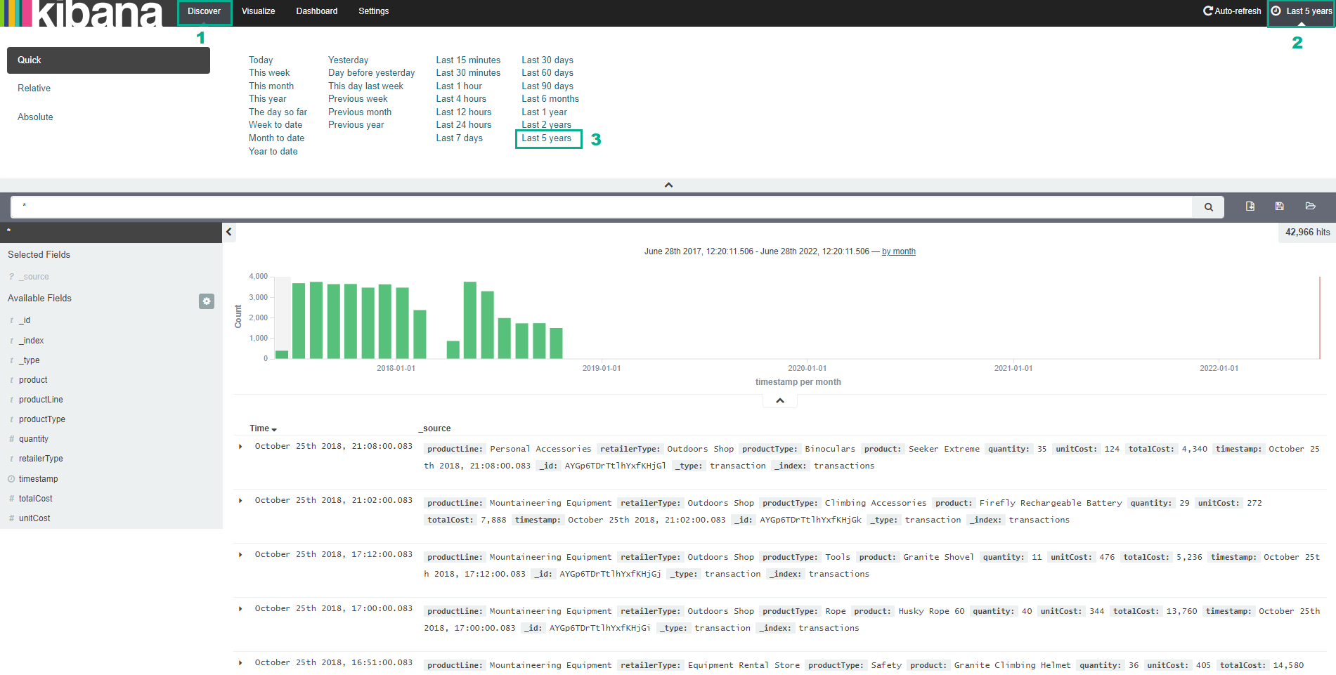 Discover & Visualise The Data In Kibana